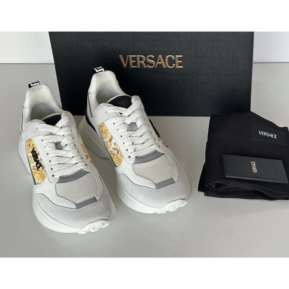 Versace Medusa Men’s White/Black/Gold Sneakers 11 US (44 Eu) 1011942 IT NIB $825 - Picture 15 of 16